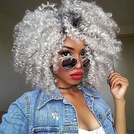 Sexy Silver Curly Hair