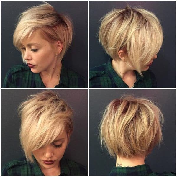 Haircuts you should try in 2018 blonde pixie with twisted bangs photo