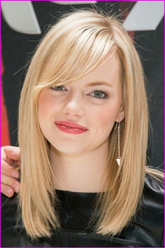 Medium Straight Hairstyles with Side Bangs