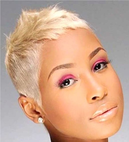 Blonde pixie cut on black girl