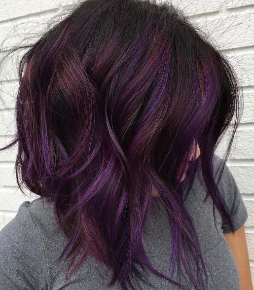Brown purple hair for short hair