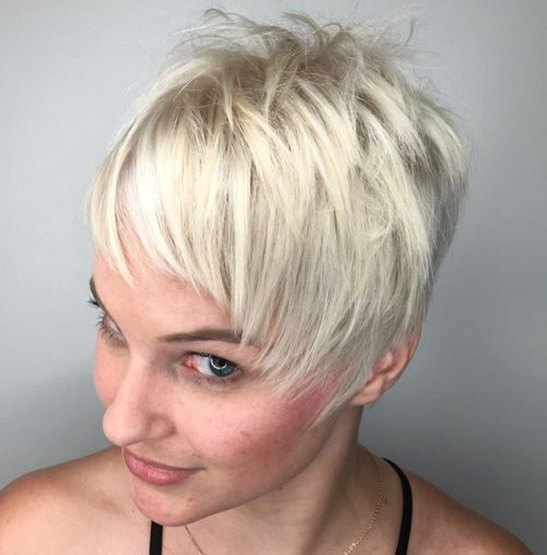 Edgy platinum pixie cut