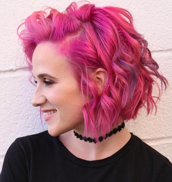 Hot pink short hair