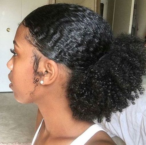 Natural pulled back ponytail hairstyles for black women