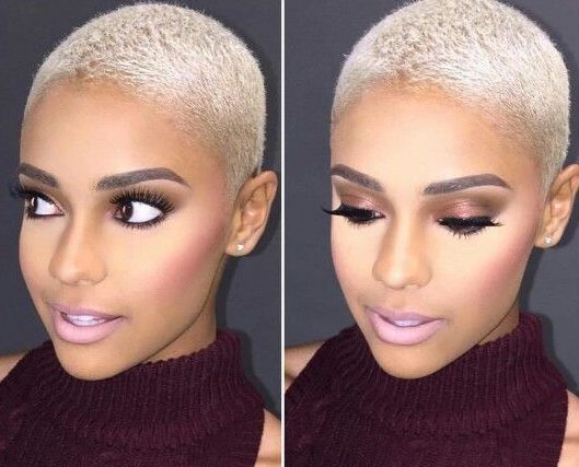 Short platinum blonde hair on black girl