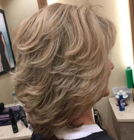 Shoulder length blonde hair over 50