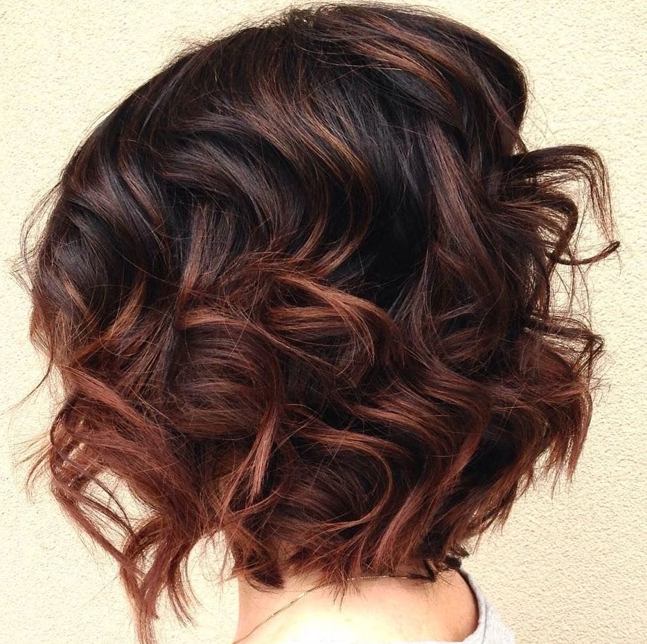 Auburn balayage short hair