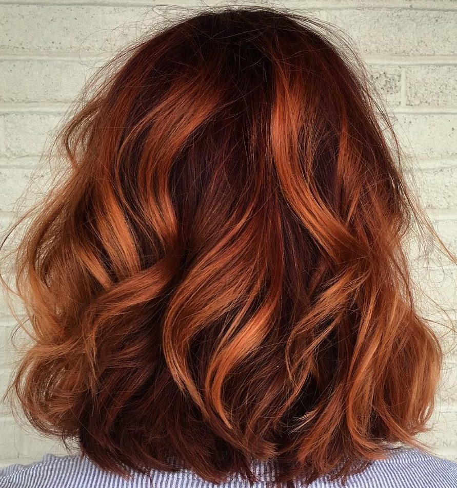 Auburn copper balayage short hair shoulder length