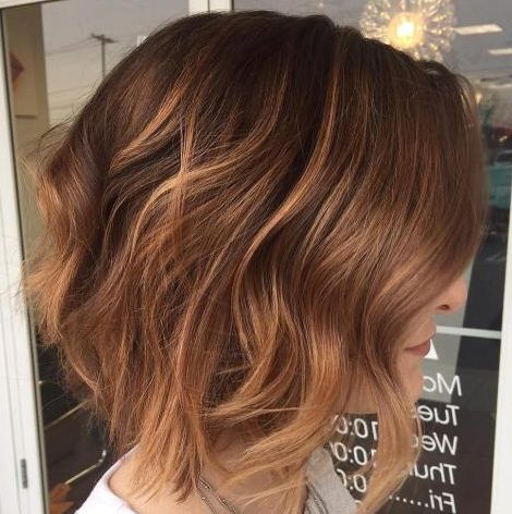 Caramel auburn balayage short hair