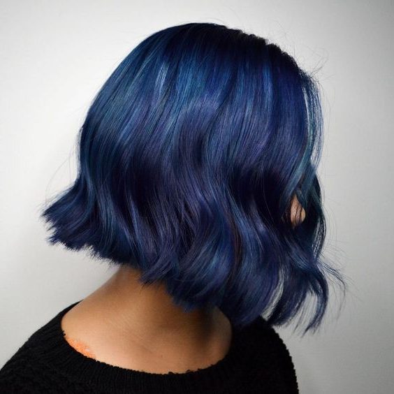 midnight blue black to blue short hair