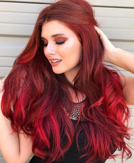 Bright red hair color