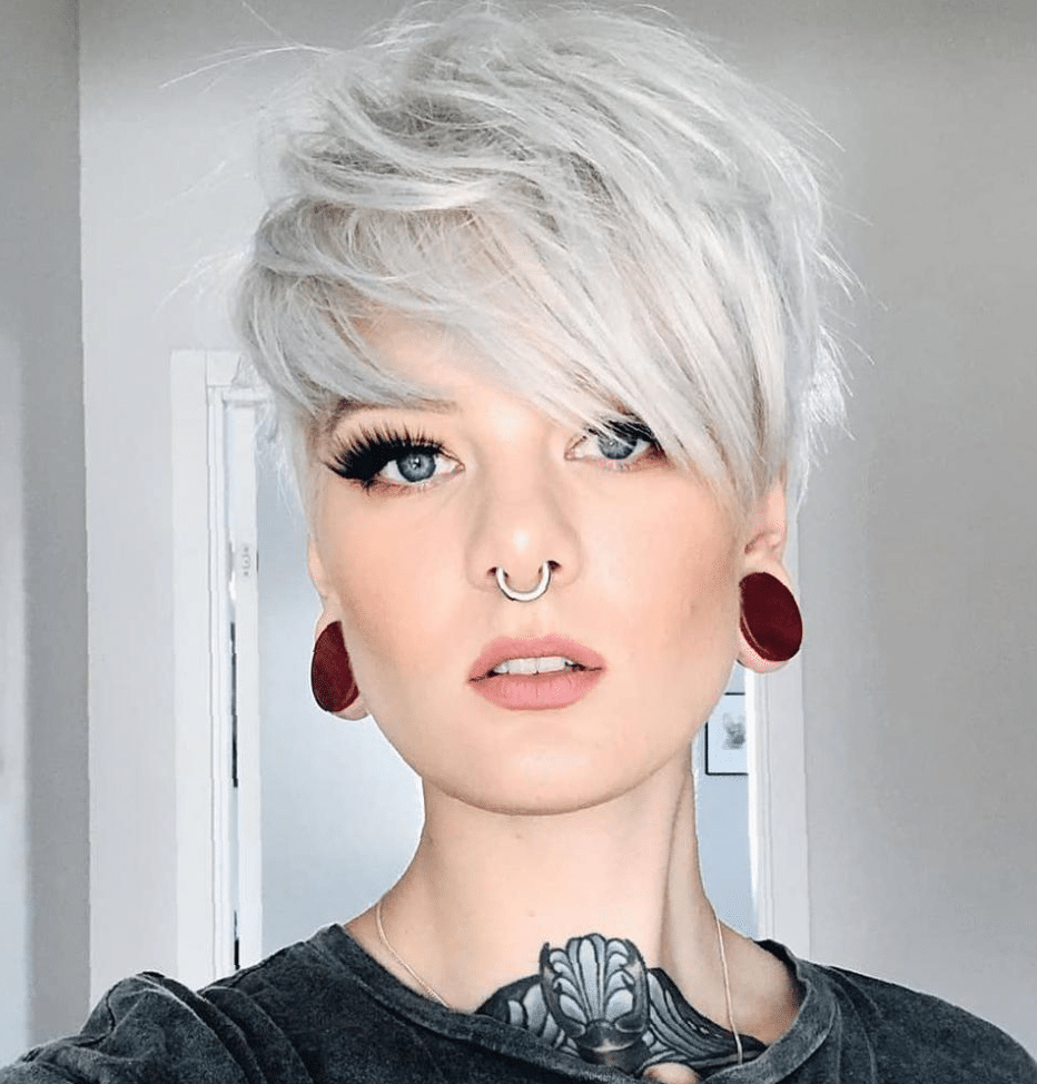 Edgy short grey haircuts