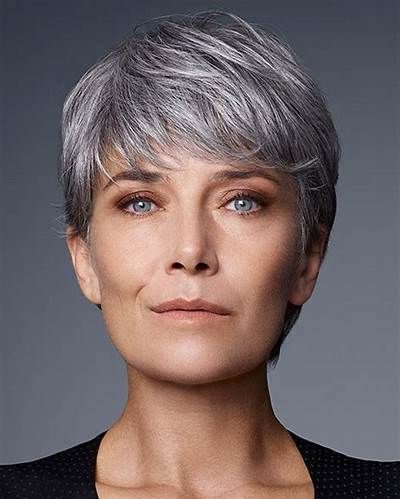 Gray hair pixie cuts for older women