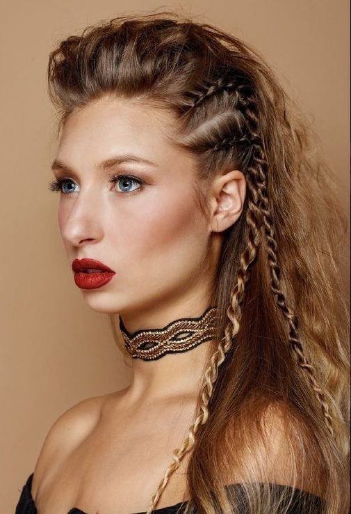 Long hair viking braids