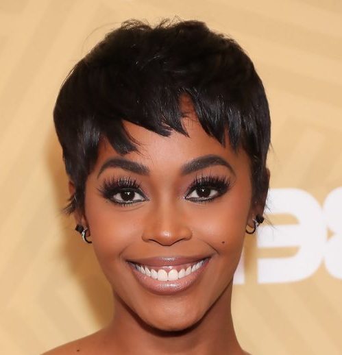 Low maintenance pixie cut black hair