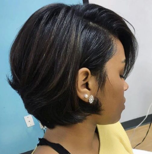 Neck length bob short black hairstyles