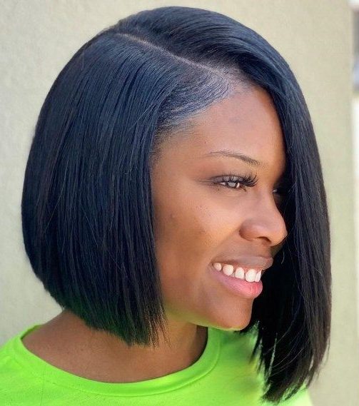 Neck length short bob black hair