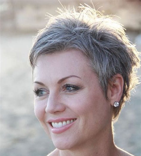 Pixie cut gray hair