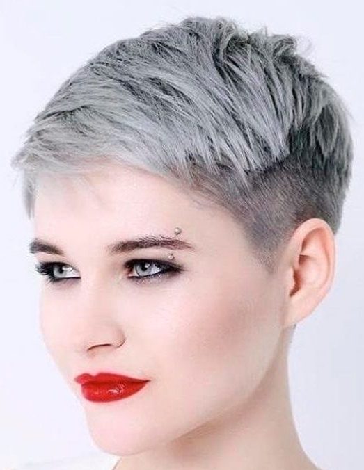 Pixie haircut short grey hair