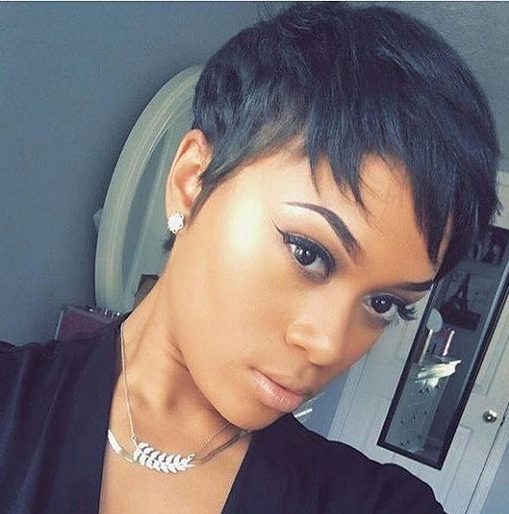 Relaxed pixie short black hairstyles