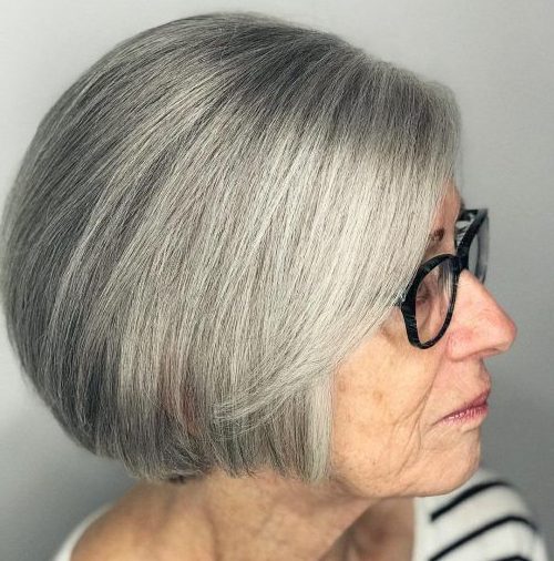 Short grey hair over 60