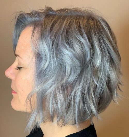 Short layered bob for grey hair