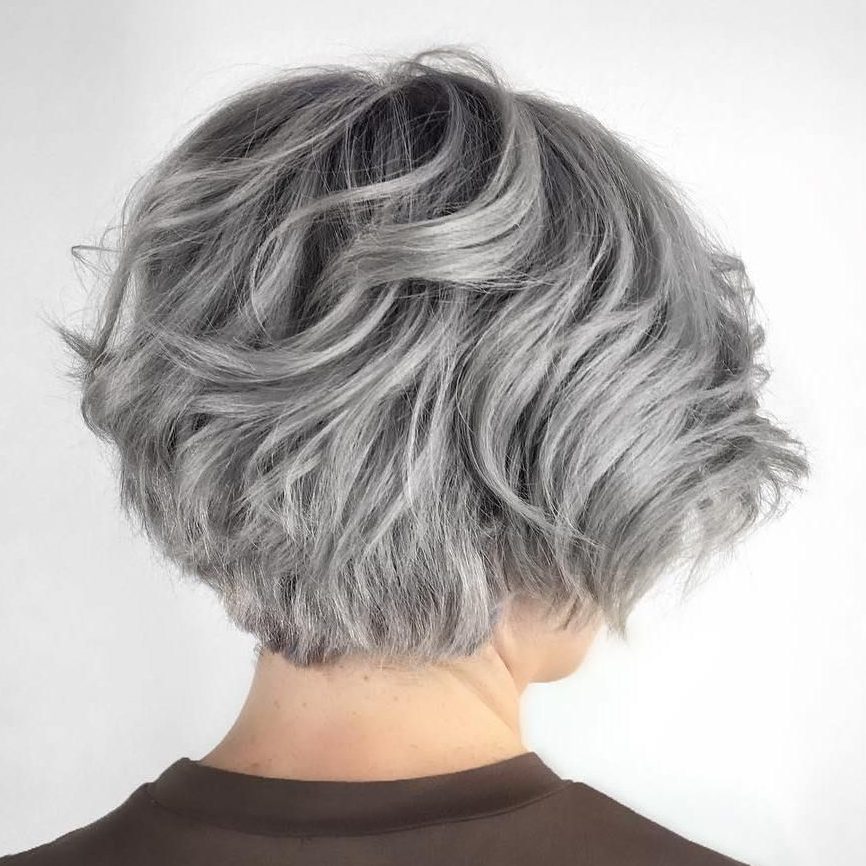 Short layered bob for grey hair