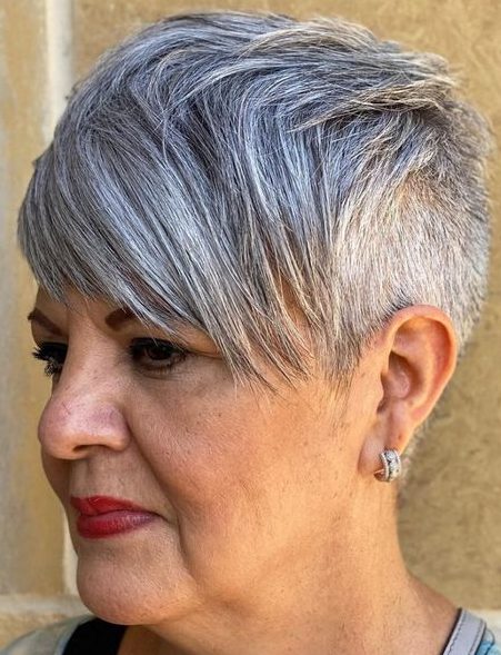 Undercut pixie haircut for older women