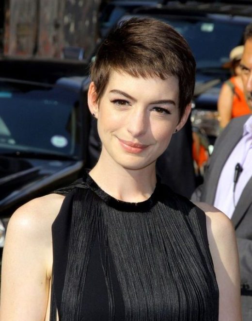 anne hathaway pixie cut back view