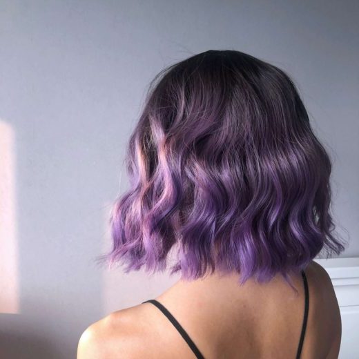 black to dark purple ombre short hair