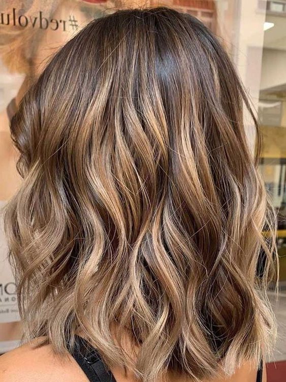 brown layered choppy shoulder length hair