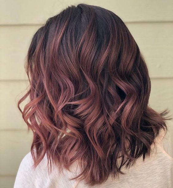 brown rose gold brown hair color