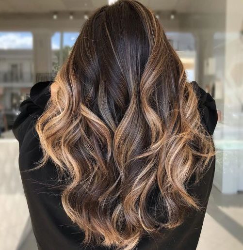 caramel honey highlights hair