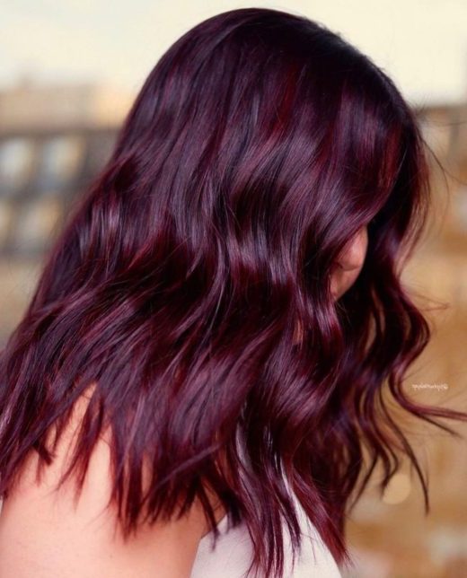 deep plum burgundy hair color