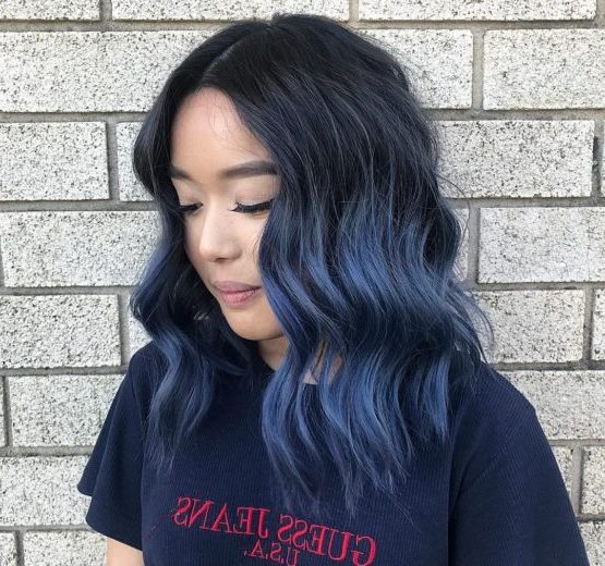dyed blue curly hair