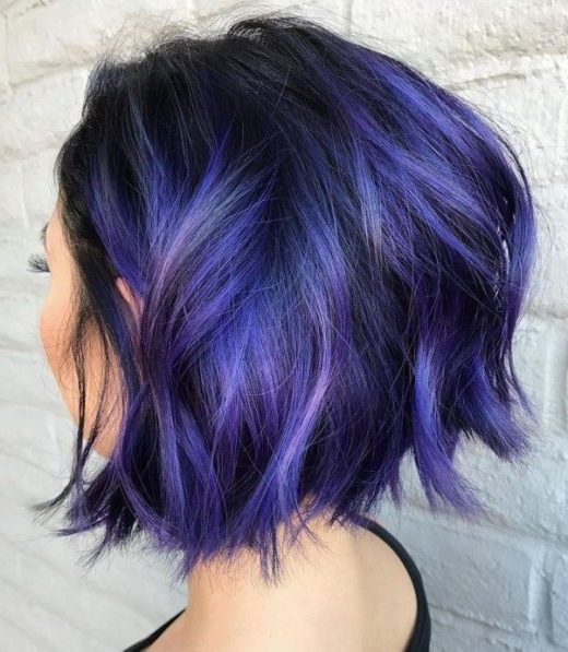 edgy purple pixie cut