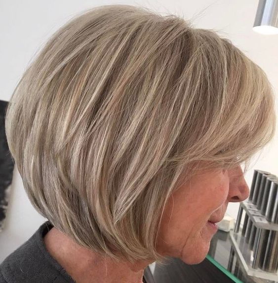 medium layered bob hairstyles for over 60