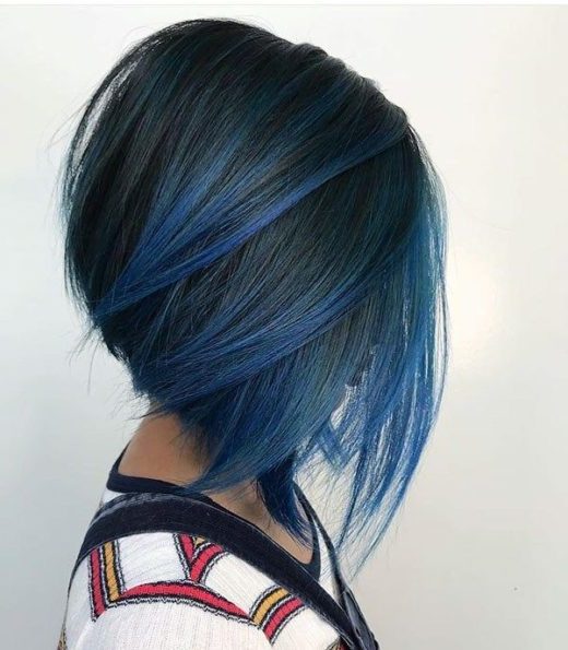 midnight blue black to blue ombre short hair