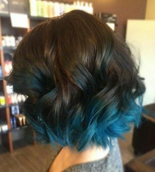 ombre blue curly hair