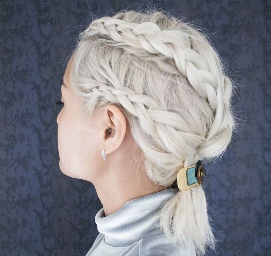 short hair female viking braids