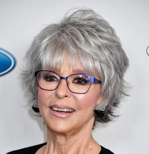 short hairstyles for grey hair and glasses