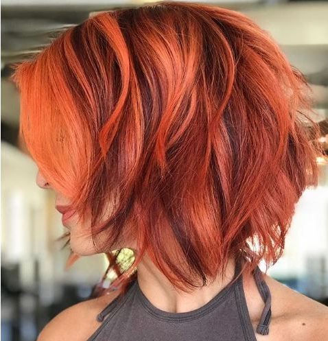 shoulder length short red hair