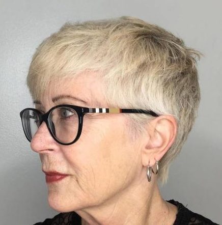 Short hairstyles for over 50 with glasses