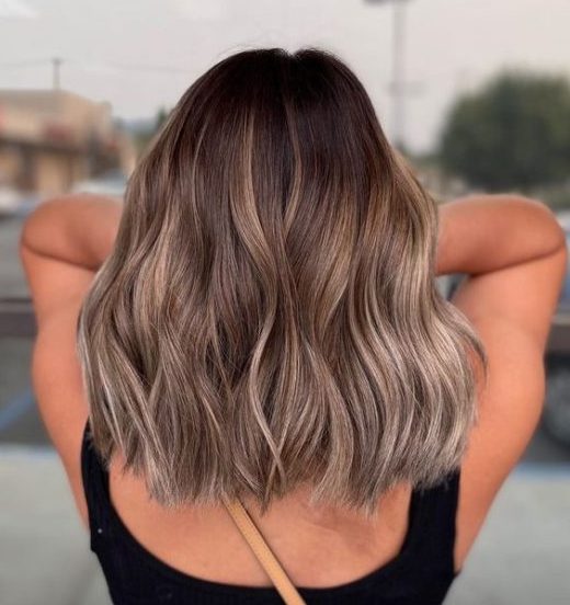 dark balayage ombre short hair