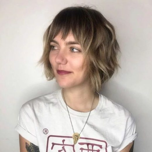 low maintenance shaggy haircut with bangs