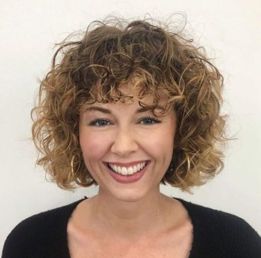 undercut short curly stacked bob