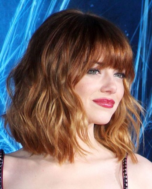 wavy bob with bangs