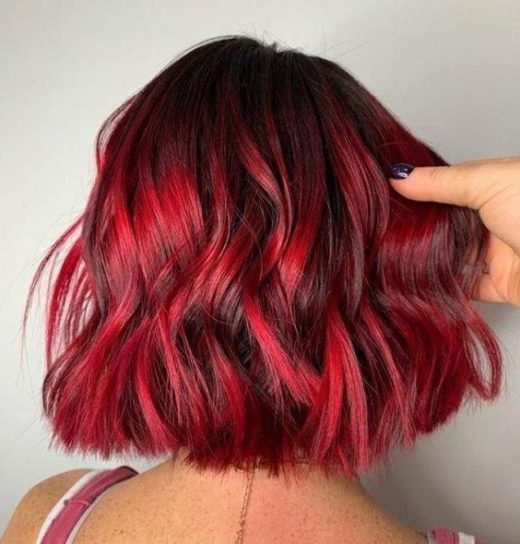 bright red ombre short hair