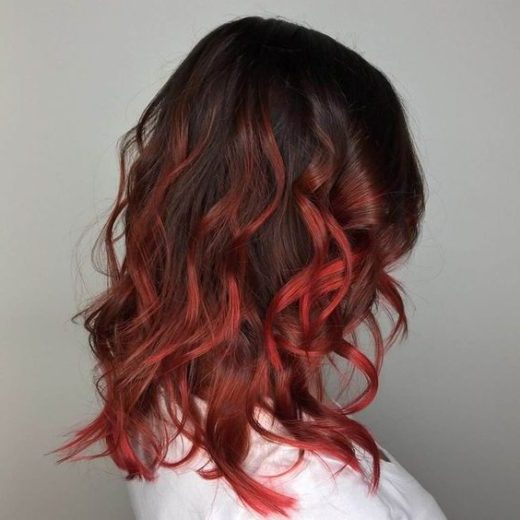 burgundy red ombre short hair
