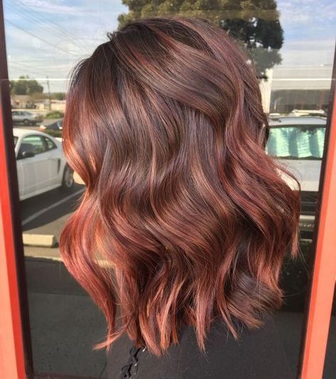 caramel brown red ombre